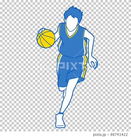Illustration of a boy playing basketball (white background, vector, clipping) 98741422