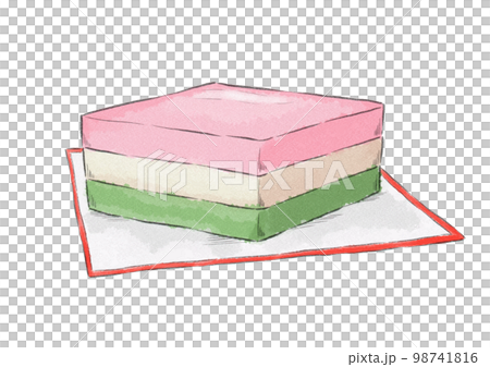 菱餅在紙上的插圖（水彩風格） 98741816