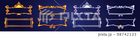 Empty rectangle game frames in medieval styleのイラスト素材 [98742133] - PIXTA