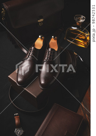 Still life of elegant men shoes. Still life of elegant men shoes. 98742531