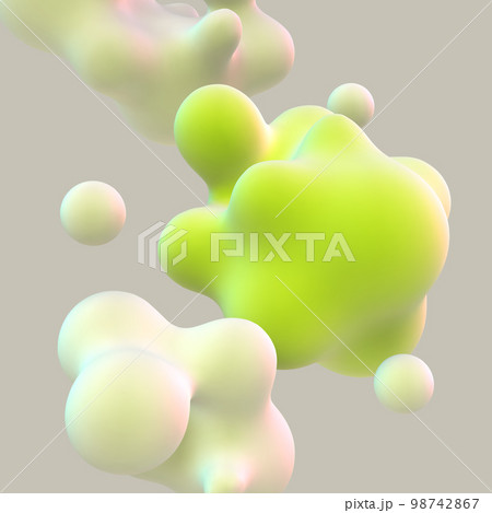 3D floating green cells on gray background. 98742867