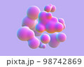 3D abstract liquid bubbles on purple background. 98742869