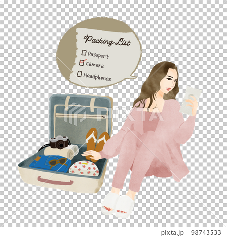 Woman looking at the list and packing 98743533