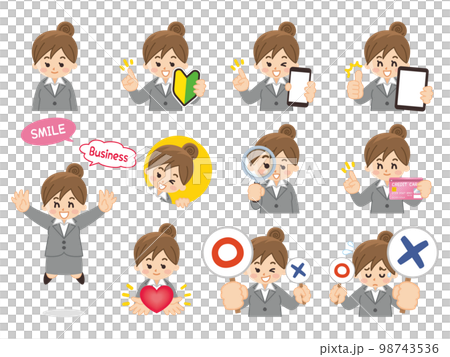 Business Woman Variations Beginner Mark Smartphone Tablet Magnifying Glass Credit Card 98743536