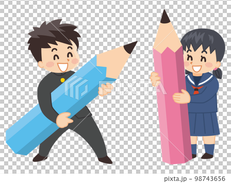 中學生拿著大鉛筆 98743656