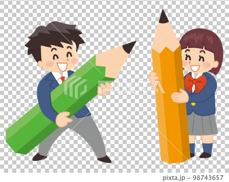 中學生拿著大鉛筆 98743657