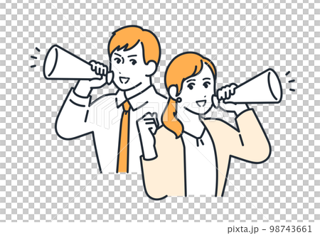 用擴音器支持的辦公室工作人員的簡單矢量插圖素材 用擴音器支持的辦公室工作人員的簡單矢量插圖素材 98743661