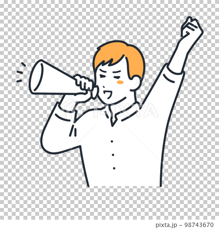 拿著擴音器歡呼的年輕人的簡單矢量圖解素材 拿著擴音器歡呼的年輕人的簡單矢量圖解素材 98743670