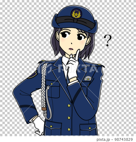 A female police officer who feels doubts (upper body) A female police officer who feels doubts (upper body) 98743829