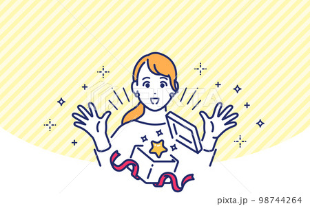 チャンスを掴む若い女性のシンプルなベクターイラスト素材 98744264