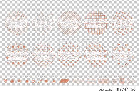 Simple and fashionable Scandinavian style handwriting pattern and pattern / pattern treatment set _ vector material _ reddish brown _ circle 98744456