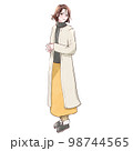 冬のカジュアルコーデの全身イラスト女性 98744565