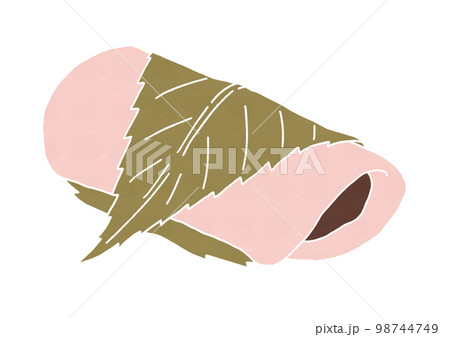 長命寺桜餅のイラスト(版画風) 長命寺桜餅のイラスト(版画風) 98744749