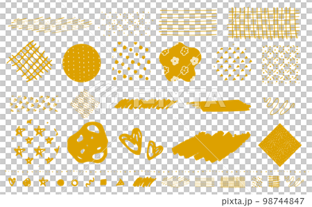 Simple and fashionable Scandinavian style handwriting pattern and pattern / pattern treatment set _ vector material _ yellow _ no text 98744847