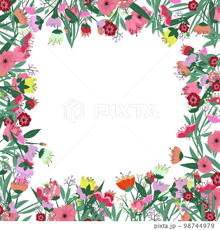 Vector floral frame. Flowers arrange in border on white background 98744979