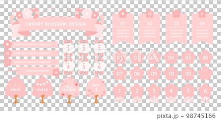Cherry blossom design vector material set color 98745166