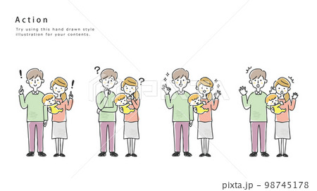 家族の表情セット　全身 98745178