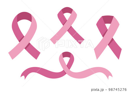 Awareness ribbon collection. Set of pink cancer ribbons. Isolated on white background fully editable Awareness ribbon collection. Set of pink cancer ribbons. Isolated on white background fully editable 98745276