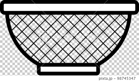 A simple monochrome illustration of a strainer 98745347