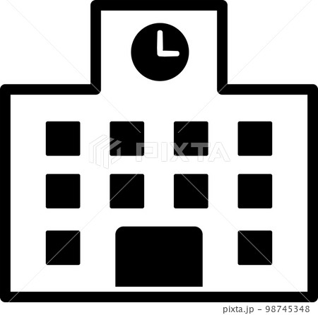 学校の校舎のシンプルなモノクロイラスト 学校の校舎のシンプルなモノクロイラスト 98745348