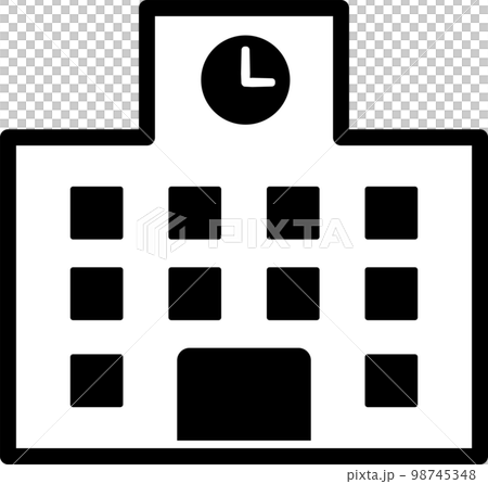 学校の校舎のシンプルなモノクロイラスト 学校の校舎のシンプルなモノクロイラスト 98745348