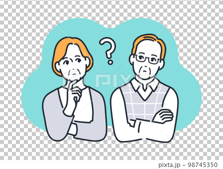 Simple vector illustration material of an elderly couple thinking 98745350
