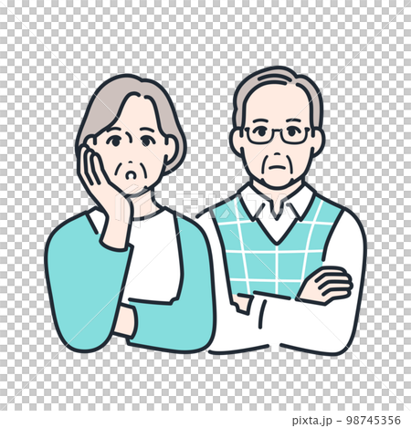 Simple vector illustration material of a senior couple thinking seriously 98745356