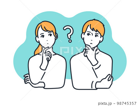 考える若い夫婦のシンプルなベクターイラスト素材 考える若い夫婦のシンプルなベクターイラスト素材 98745357
