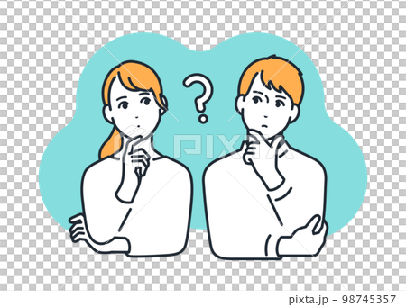 考える若い夫婦のシンプルなベクターイラスト素材 考える若い夫婦のシンプルなベクターイラスト素材 98745357