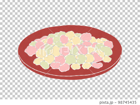 Illustration of Kansai Hinata on a red plate (print style) 98745435