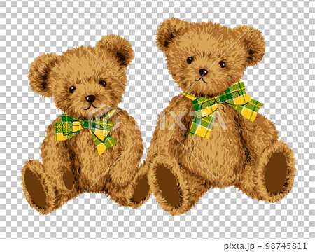 デザイン素材 2匹のテディベアのぬいぐるみのイラストのイラスト素材