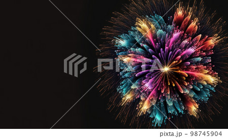 Abstract colorful firework at night on black copy space background Abstract colorful firework at night on black copy space background 98745904