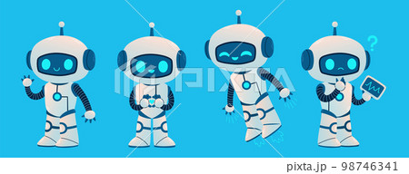 Cute Robot set. Cartoon Science Technology Concept Isolated Vector. Flat Cartoon Style 98746341