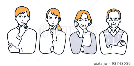 考える家族のシンプルなベクターイラスト素材 98748056