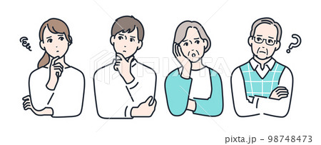 考える家族のシンプルなベクターイラスト素材 98748473
