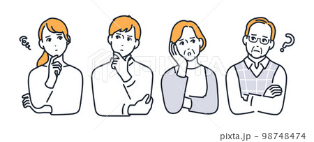 悩む家族のシンプルなベクターイラスト素材 98748474