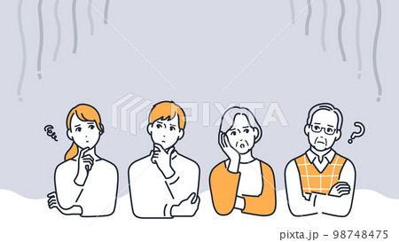 考え込む家族のシンプルなベクターイラスト素材 考え込む家族のシンプルなベクターイラスト素材 98748475