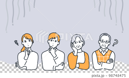 考え込む家族のシンプルなベクターイラスト素材 考え込む家族のシンプルなベクターイラスト素材 98748475