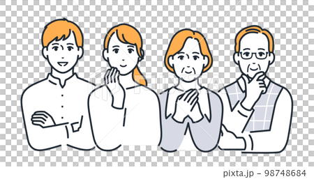 笑顔の家族のシンプルなベクターイラスト素材 98748684
