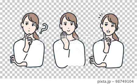 A simple vector illustration set material of a young woman who solved her troubles 98749104