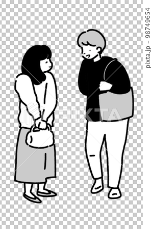 楽しく会話する男性と女性 98749654