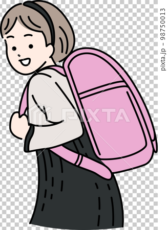 Elementary school student carrying a school bag - Stock