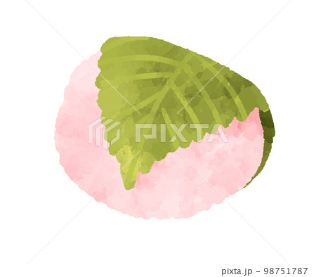 桜餅のイラスト　手描き　水彩風 98751787