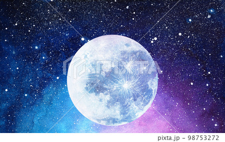 Abstract watercolor night sky with full moon illustration 98753272