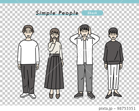 簡單的男女負站立姿勢集插畫素材 98753351