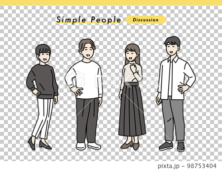 Simple male and female positive standing posture set illustration material Simple male and female positive standing posture set illustration material 98753404