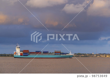 cargo ferry on the river Gironde, Nouvelle Aquitaine, France 98753649