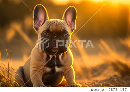 French Bulldog puppy. Portrait of a French Bulldog dog. Dog portrait French Bulldog puppy. Portrait of a French Bulldog dog. Dog portrait 98754137