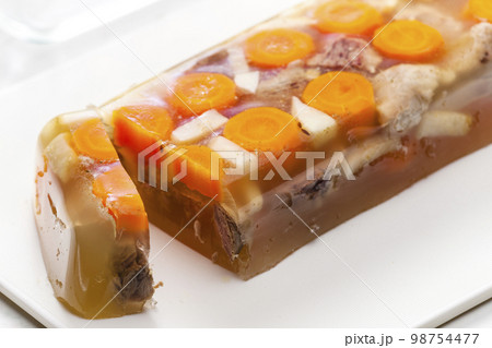 aspic with meat and vegetables aspic with meat and vegetables 98754477