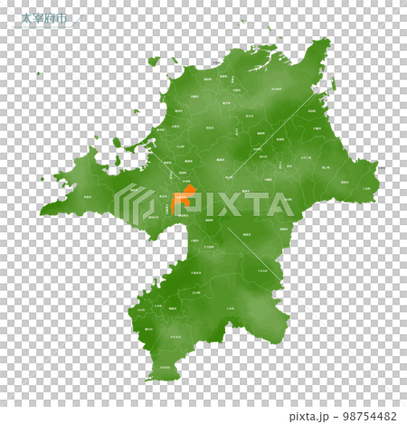 水彩地圖太宰府市 水彩地圖太宰府市 98754482